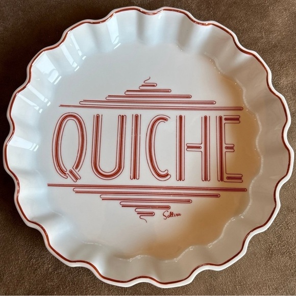 Saltera *Vintage* 1977 Himark Gourmet Kitchen Ceramic Quiche Dish, Red and White - Picture 1 of 10